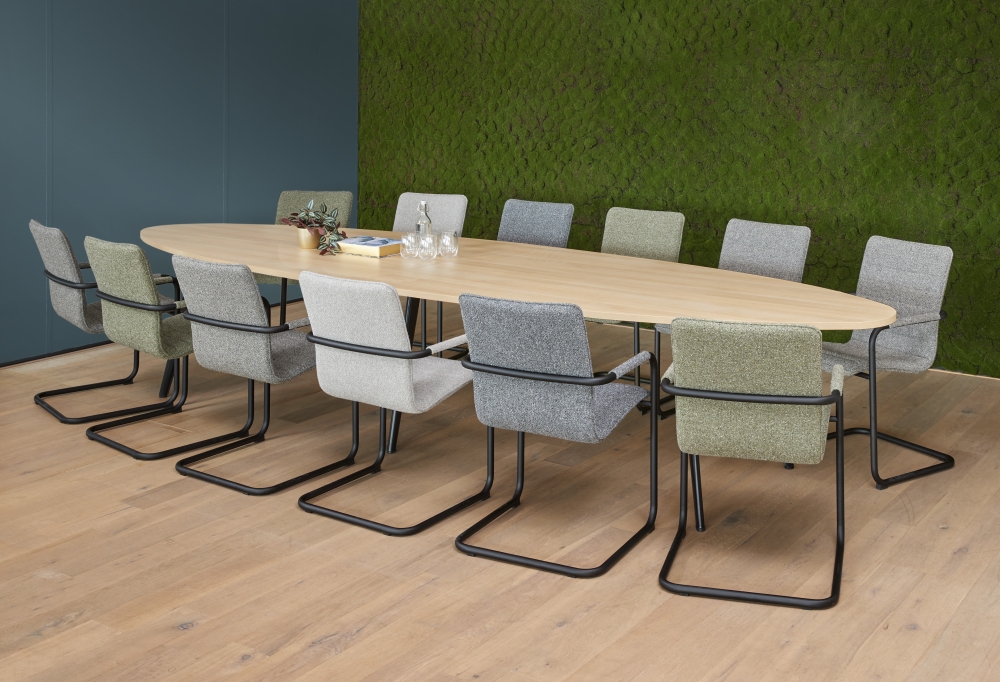 Vergadertafel Real ellips 420x120 cm op 3 poten