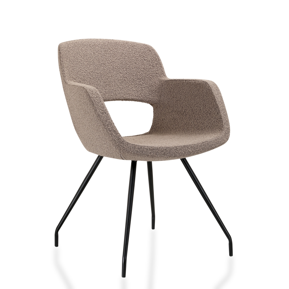 Vergaderstoel in bouclé stoffering (wit)
