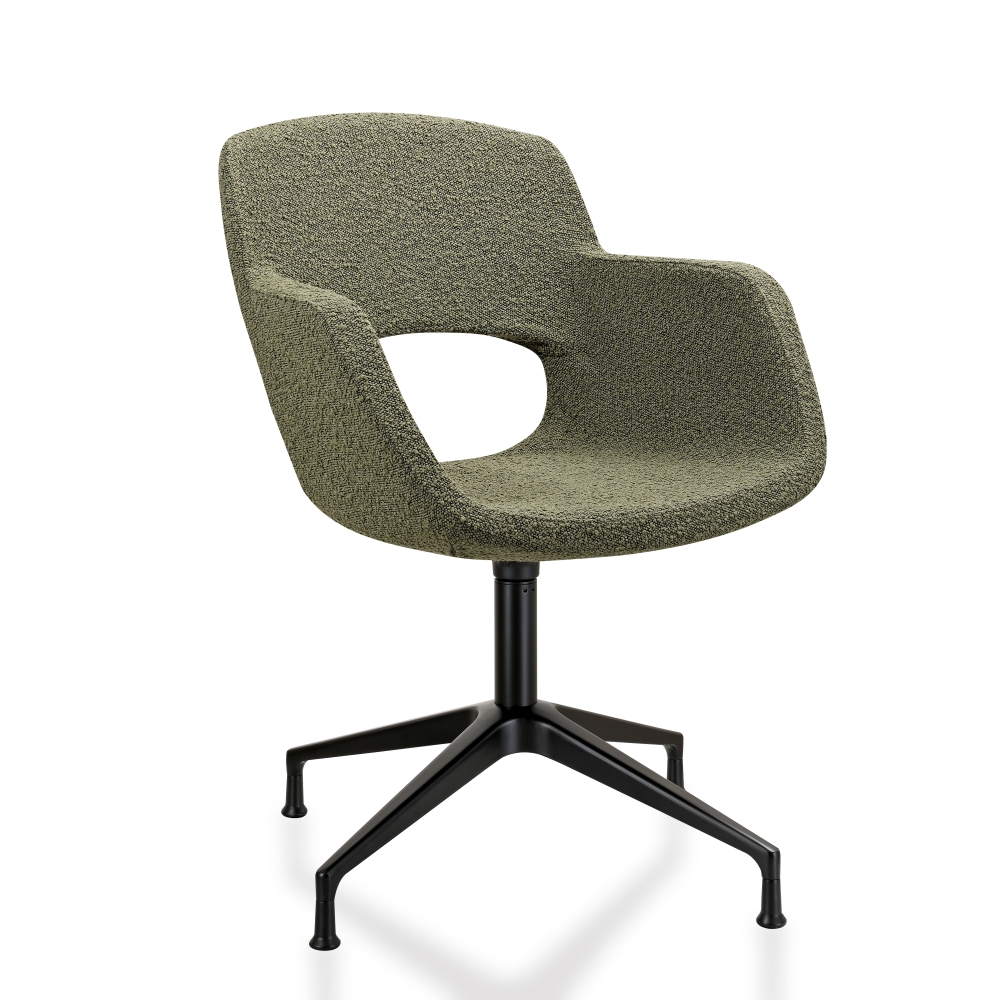 Vergaderstoel in bouclé stoffering (wit)