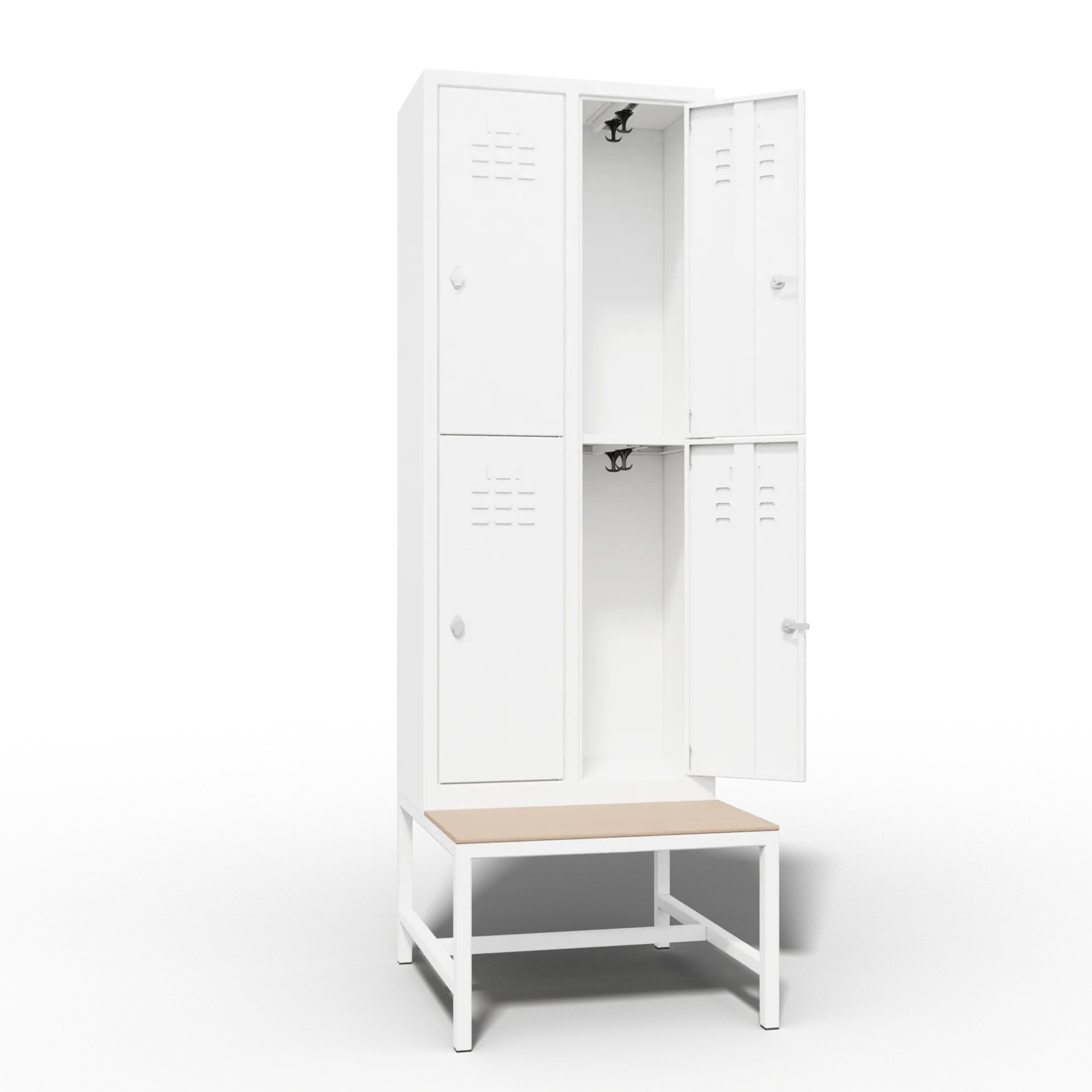 [111241] Locker vierdeurs met zitbank 66x37+37x160+40cm