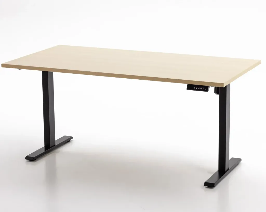 Duradesk Elektrisch Verstelbaar Bureau 160 X 80 cm - Zwart frame - FlumeArno elm blad (Wit frame - Vicenza Oak blad)